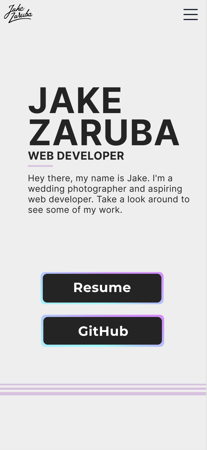 An early mockup of the Hero section of my website.